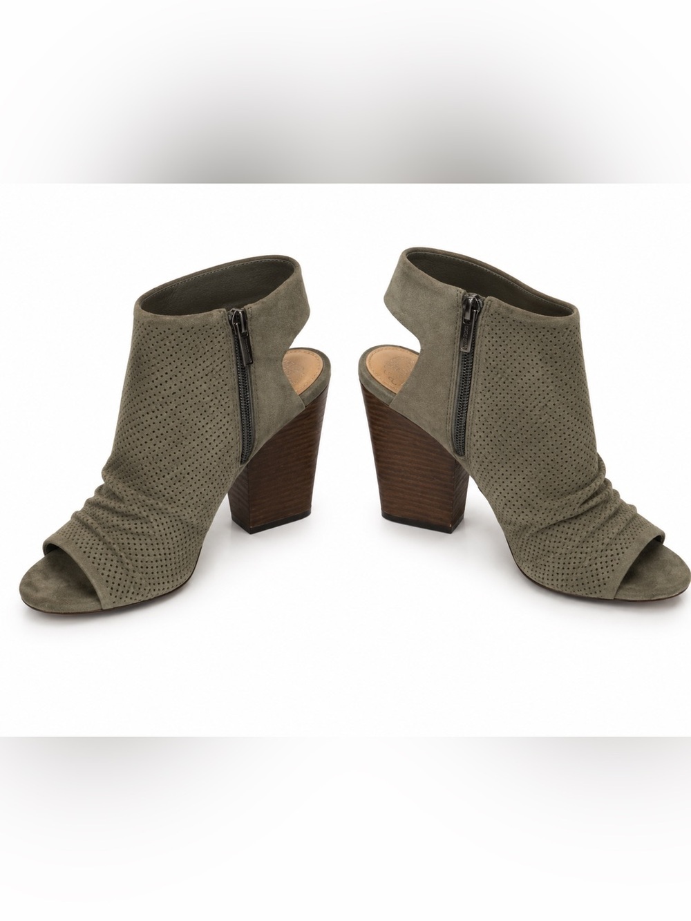 Vince Camuto Perforated Open-Toe Women's Booties in Olive